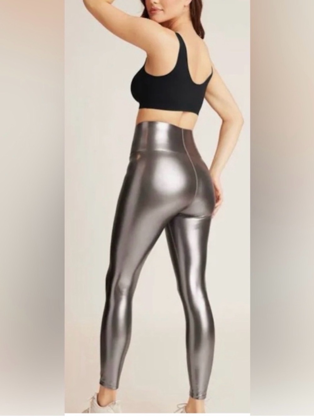 Nwot KNIX High-Waist Metallic Silver Leggings - medium